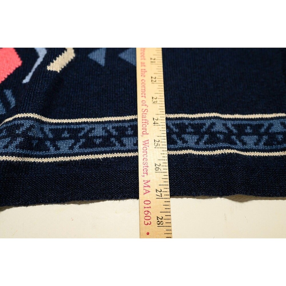J. Jill Shawl Poncho Sweater M Blue Aztec Southwest Relaxed Casual Oversized - Picture 7 of 7